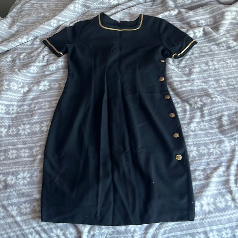 Vintage black dress with gold trim